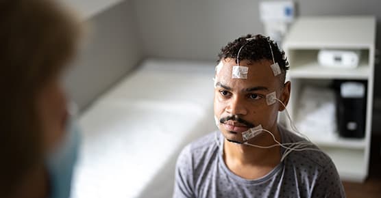 Image of patient getting ready for a sleep test