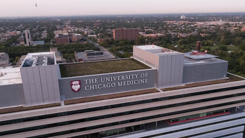 UChicago Medicine aerial photo of Hyde Park campus