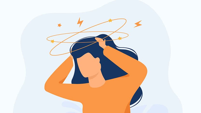 Sick person suffering from vertigo stock illustration
