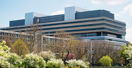 Center for Care and Discovery on the north side of the building, located at the University of Chicago