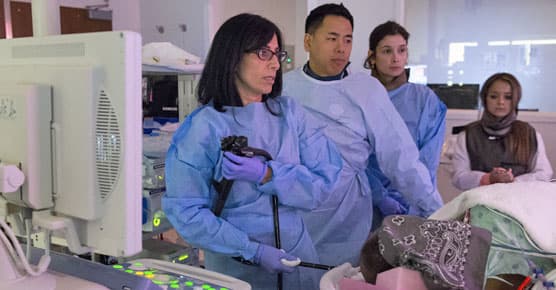 Uzma Siddiqui, MD, and interventional endoscopy team in lab