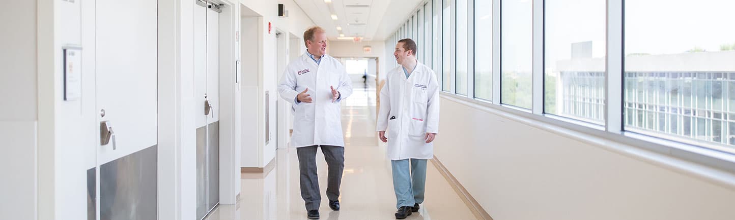 Dr. Hogarth with pulmonary fellow in Center for Care and Discovery